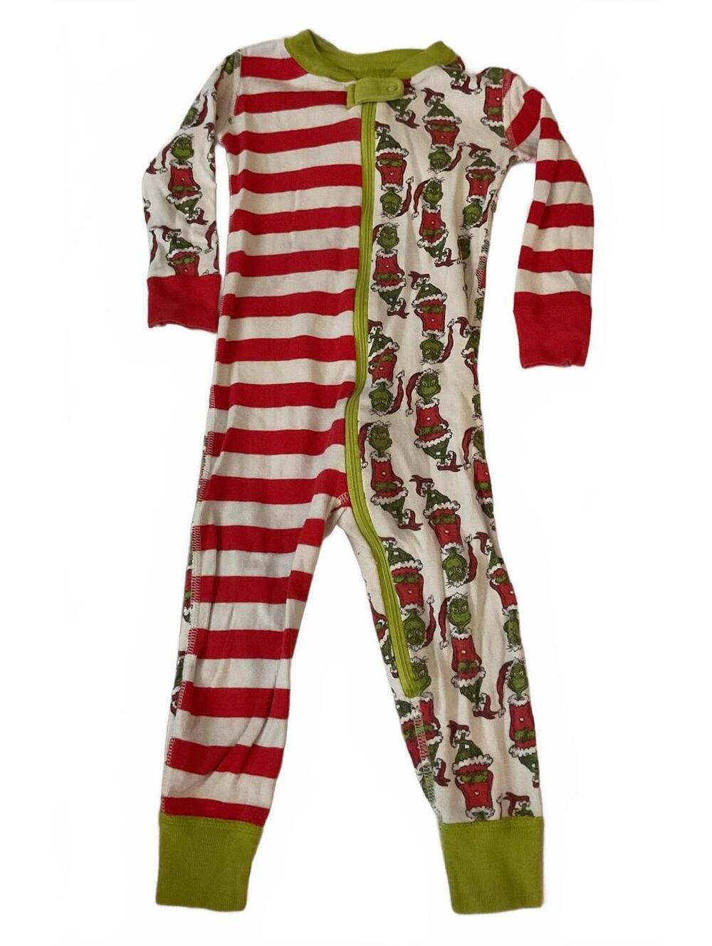 Hanna Andersson Grinch Pajamas 2T Dr Seuss Christmas Organic Cotton Sleeper